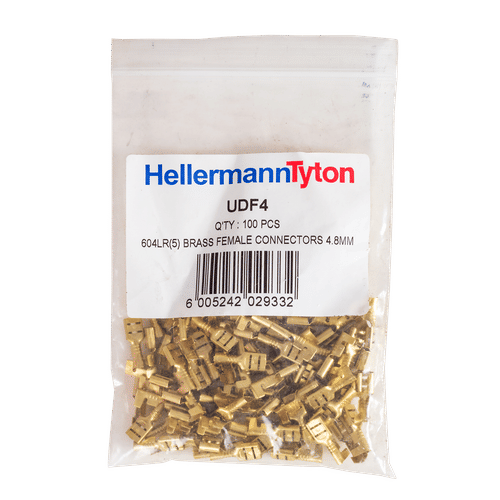 HELLERMANN TYTON UDF BRASS 4.8mm FEMALE CONNECTORS