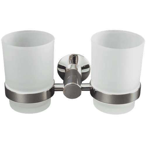 MAZANO POLISHED STAINLESS STEEL DOUBLE TUMBLER HOLDER