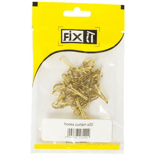 FIX-IT SMALL BRASS/GALVANISED CURTAIN HOOKS