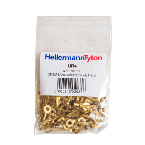 HELLERMANN TYTON BRASS 4mm RING TERMINAL