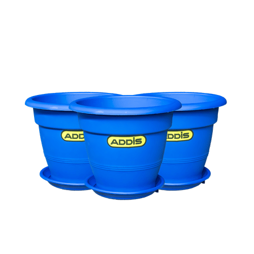 ADDIS 3 PIECE 26cm NAVY BLUE PLANT POT & SAUCER