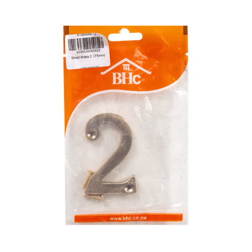 BHC SMALL 75mm No.2 BRASS NUMBER