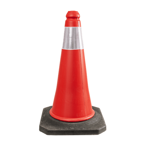 PIONEER RED 500mm TRAFFIC CONE WITH RUBBER BASE