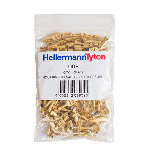 HELLERMANN TYTON BRASS 6.4mm FEMALE CONNECTOR