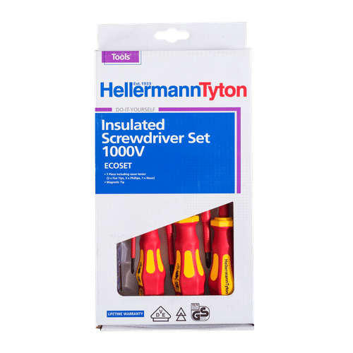 HELLERMANN TYTON ECOSET 1000v 7 PIECE INSULATED SCREWDRIVER SET
