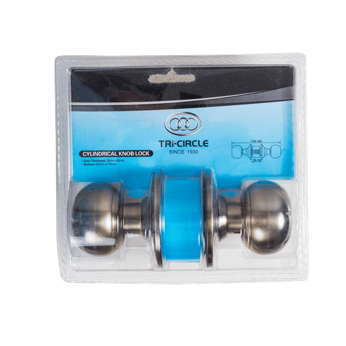 TRI-CIRCLE SP579-AB-ET-BLISTER ROUND HANDLE ANTIQUE BRASS DOOR LOCK