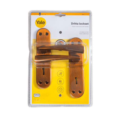 YALE DRITTA MATTE COFFEE FINISH 3 LEVER LOCKSET