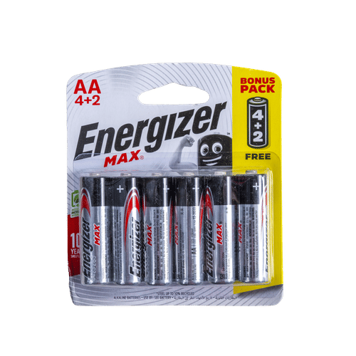 ENERGIZER ALKALINE MAX 6-PACK AA BATTERY