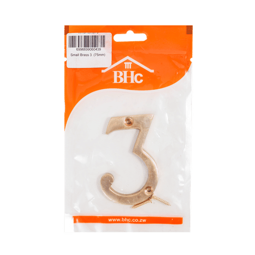BHC SMALL 75mm No.3 BRASS NUMBER