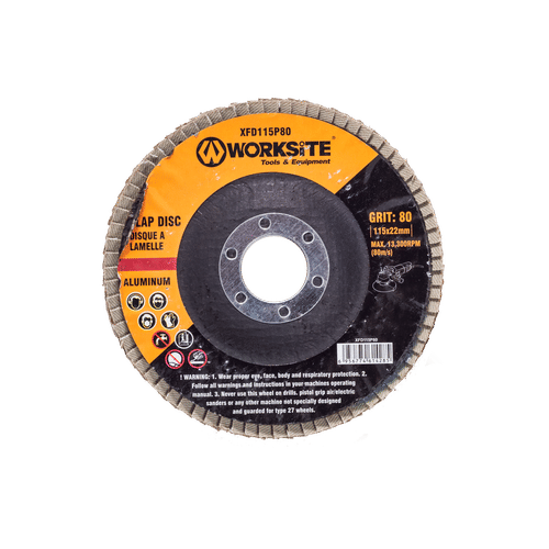 WORKSITE P80 115x22mm ALUMINIUM FLAP DISC