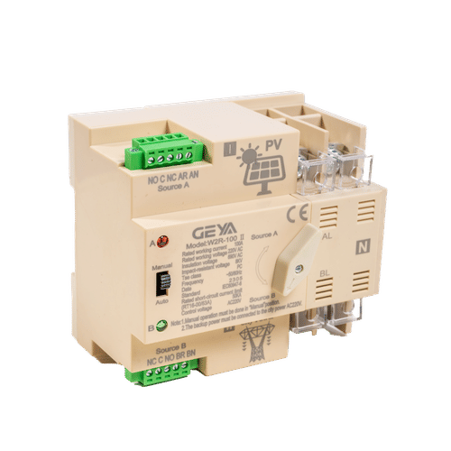 GEYA SINGLE PHASE CONTACTOR TYPE 2 POLE 100a AUTO CHANGE OVER SWITCH