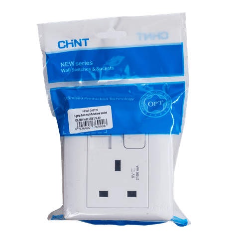 CHINT NEW7 13a 1GANG SINGLE SOCKET WITH USB