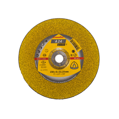 KLINGSPOR A24 DEPRESSED CENTER 230x6x22.23mm METAL GRINDING DISC