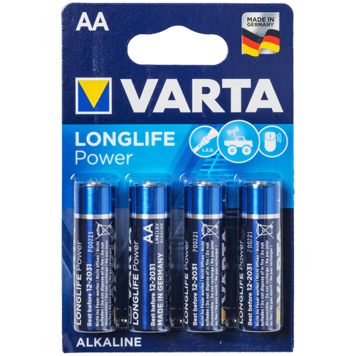 VARTA LONG LIFE POWER 4 PACK AA ALKALINE BATTERY