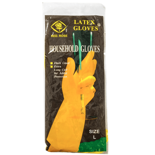 HOUSEHOLD MEDIUM 388mm LATEX GLOVES