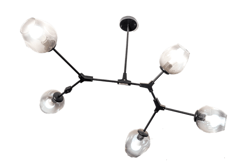 BRIGHT STAR CH264/5 ES BLACK SMOKE GLASS 5x40w CHANDELIER