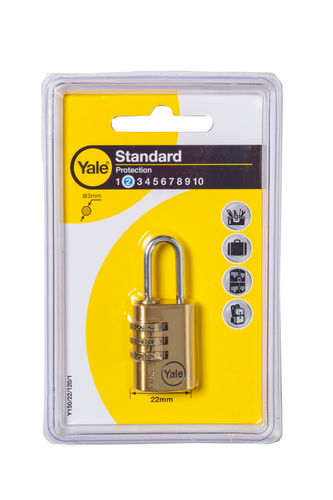 YALE BRASS 22mm COMBINATION PADLOCK