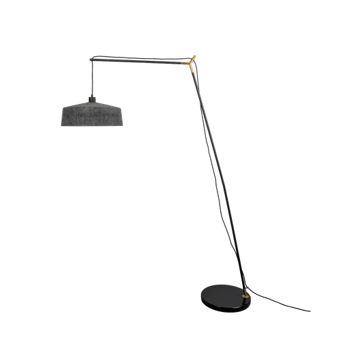 BRIGHTSTAR METAL & PET FLOOR LAMP WITH MARBLE & GREY FELT SHADE