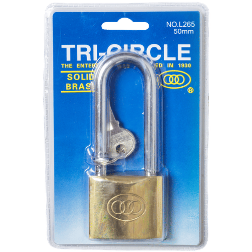 TRI-CIRCLE BRASS LONG SHACKLE 50mm PADLOCK