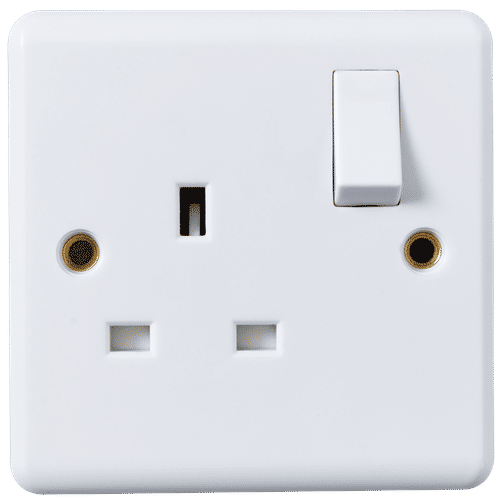 KENGO CURVE SWITCH WHITE 1 GANG 13a SOCKET OUTLET 