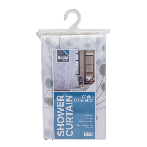 WHITE DANDELION SHOWER CURTAIN