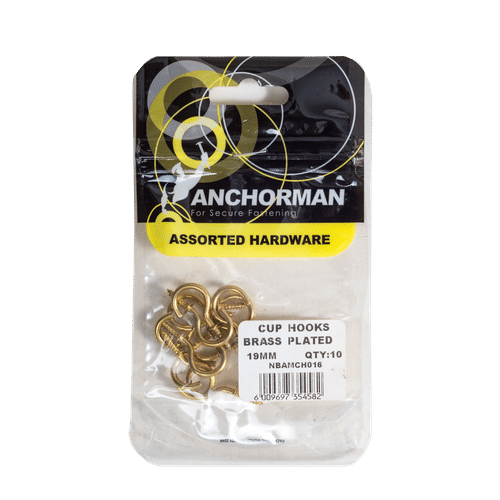 ANCHORMAN BRASS PLATED 19mm CUP HOOKS