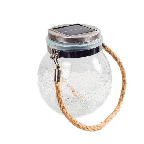HOME QUIP HANGING LIGHT CRACKLE FINISH GLASS SOLAR LANTERN
