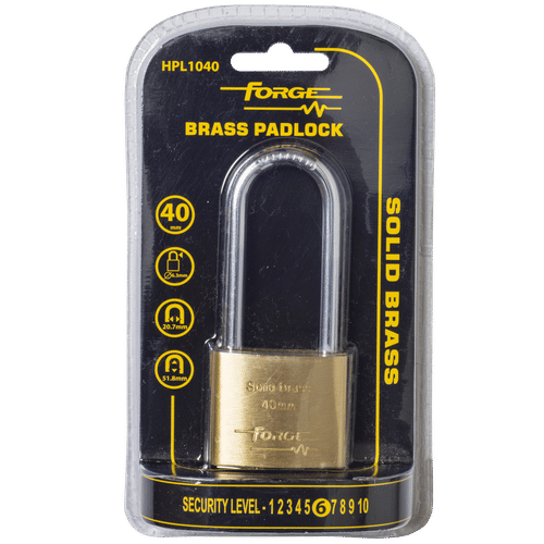 FORGE LONG SHACKLE BRASS 40mm PADLOCK