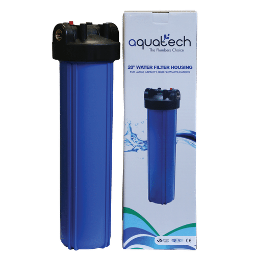 AQUATECH 20x4.5" WATER FILTER HOUSING + 3/4" PRESSURE RELIEF BRASS PORT + WRENCH + BRACKET 