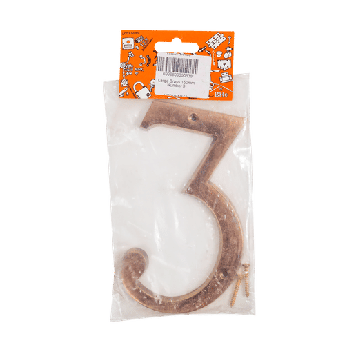 BHC LARGE 150mm No.3 BRASS NUMBER
