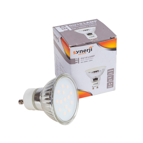 SYNERJI GU10 100° WARMWHITE NON DIMMABLE 3w LED LAMP