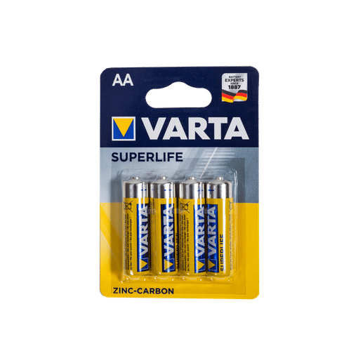 VARTA SUPER LIFE ZINC 4 PACK AA BATTERY
