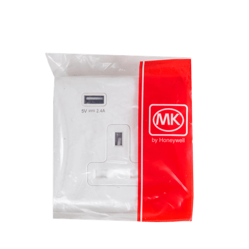 MK 1 GANG FLUSH 13a SINGLE SOCKET OUTLET WITH USB 