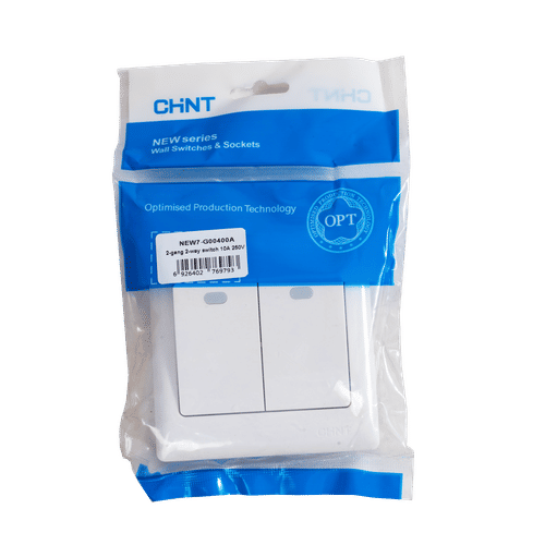 CHINT NEW7-G00400A 2GANG 2WAY WHITE LARGE ROCKER SWITCH