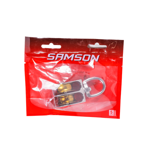 SAMSON SATIN/BRASS PLATED 32mm DOUBLE SWIVEL PULLEY 