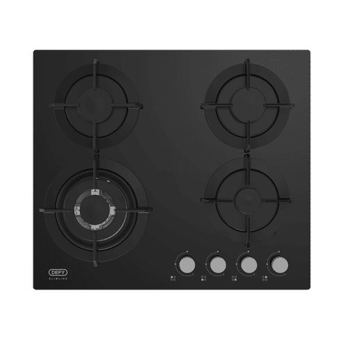 DEFY BLACK 60cm SLIMLINE GAS ON GLASS WITH WOK 