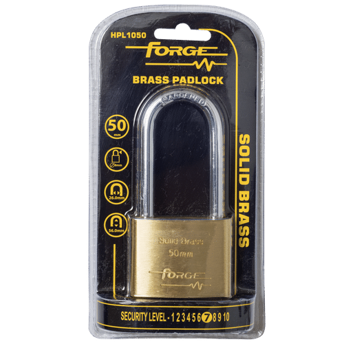 FORGE LONG SHACKLE BRASS 50mm PADLOCK