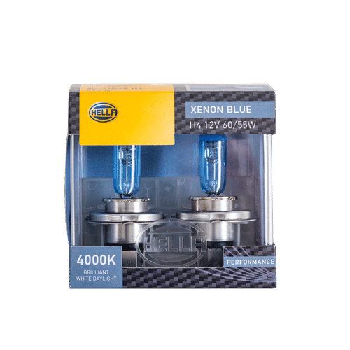 HELLA P43T XENON BLUE 12V 55W H4 HEADLIGHT SET 