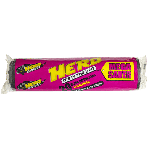 HERO 20 PACK MEGA 18 Microns 750x950mm BIN LINERS ROLL