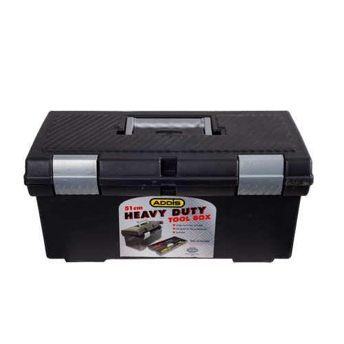 ADDIS HEAVY DUTY 500x240x230mm PLASTIC TOOLBOX WITH REMOVABLE TRAY 