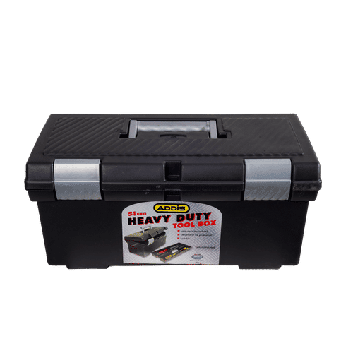 ADDIS HEAVY DUTY 500x240x230mm PLASTIC TOOLBOX WITH REMOVABLE TRAY 