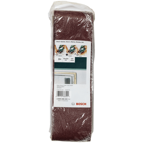 BOSCH 3 PACK 100 GRIT 75x533mm  SANDING BELTS