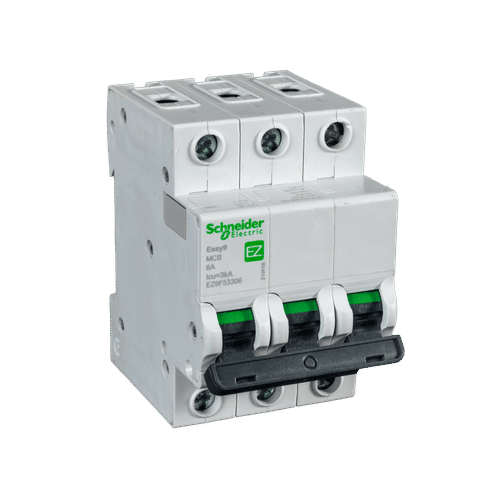 SCHNEIDER EASY9 3 POLE CURVE C 3ka 6a MCB
