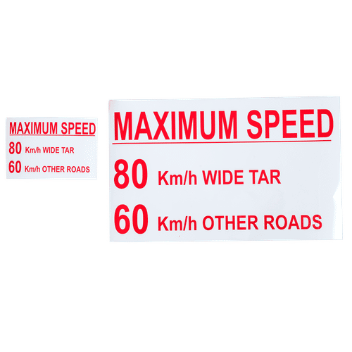 REAR AND DASH MAXIMUM SPEED SIGN 