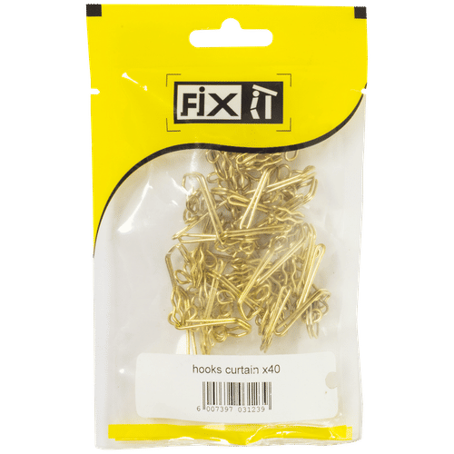 FIX-IT LARGE BRASS/GALVANISED CURTAIN HOOKS