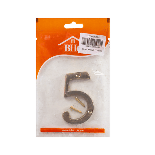 BHC SMALL 75mm No.5 BRASS NUMBER