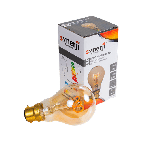 SYNERJI DIMMABLE 2100K DECO FILAMENT BC 3w LED LAMP