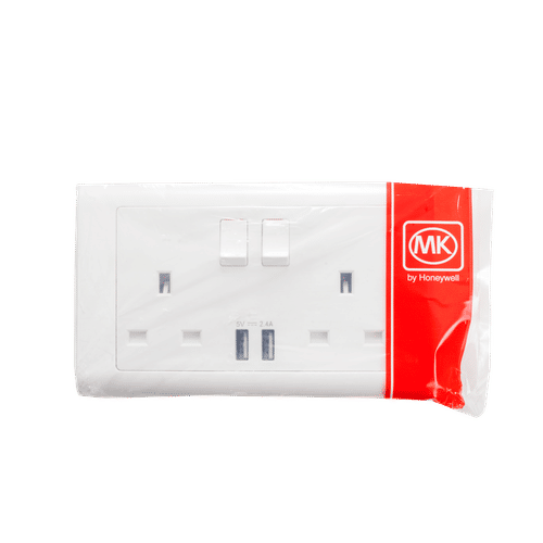 MK 2G FLUSH DOUBLE SOCKET 13a OUTLET WITH USB