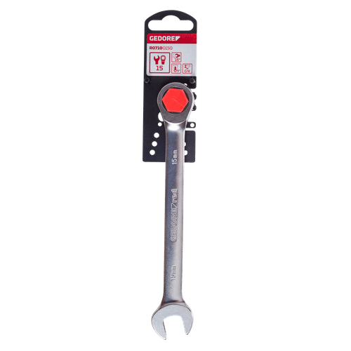 GEDORE RED METRIC 15mm COMBINATION RACHET SPANNER