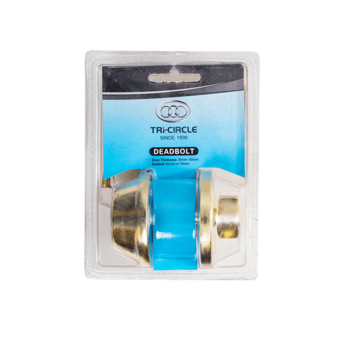 TRI-CIRCLE D101-PB-BLISTER DEAD BOLT POLISHED BRASS DOOR LOCK